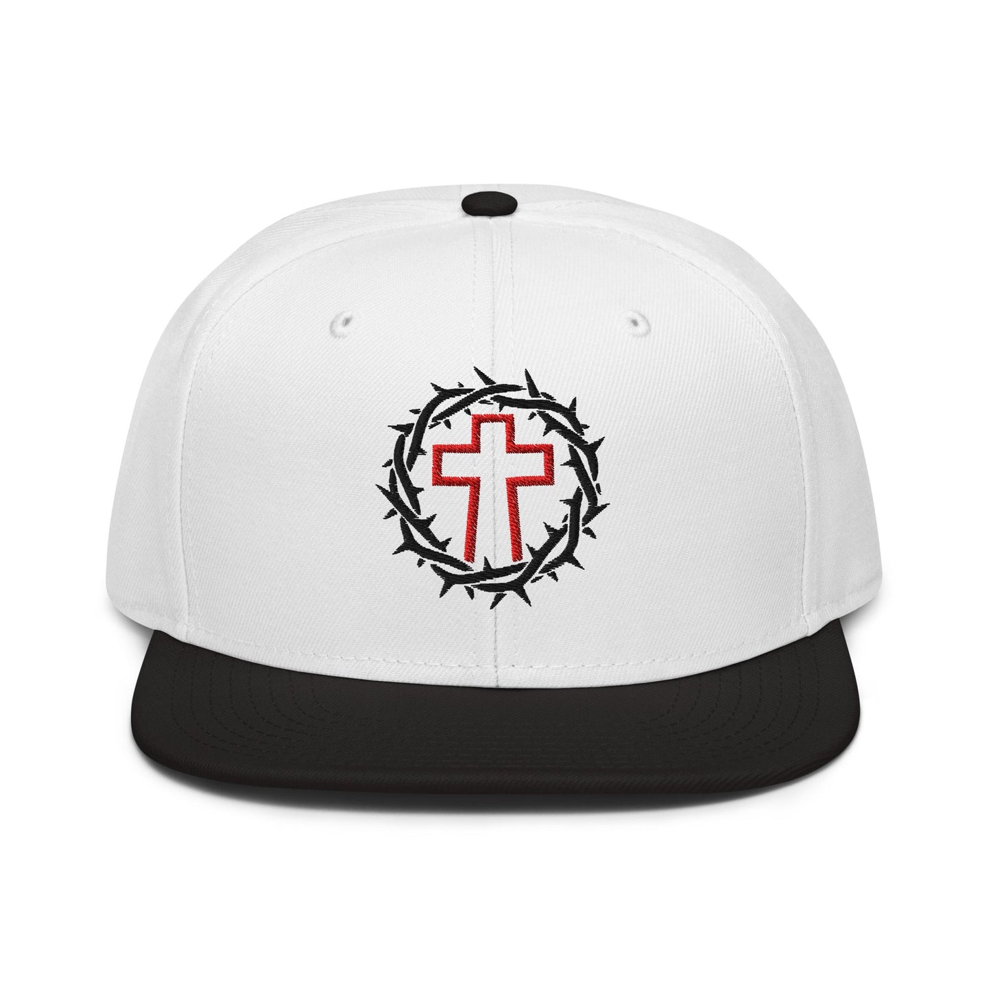 Brutalist Crowned Cross, Flat Embroidered Christian Snapback - Inken Image
