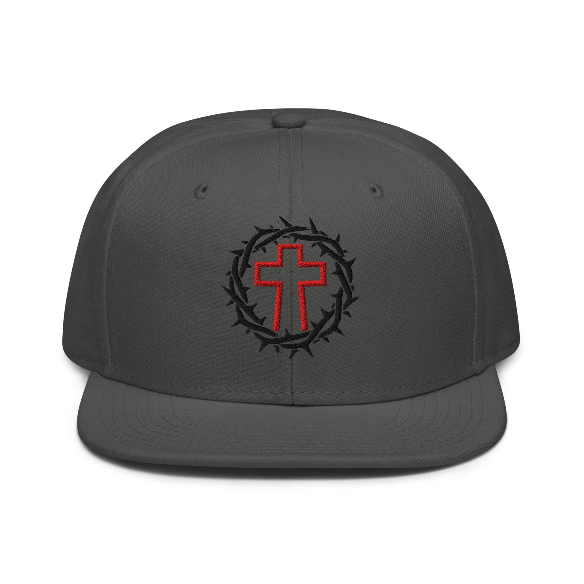 Brutalist Crowned Cross, Flat Embroidered Christian Snapback - Inken Image