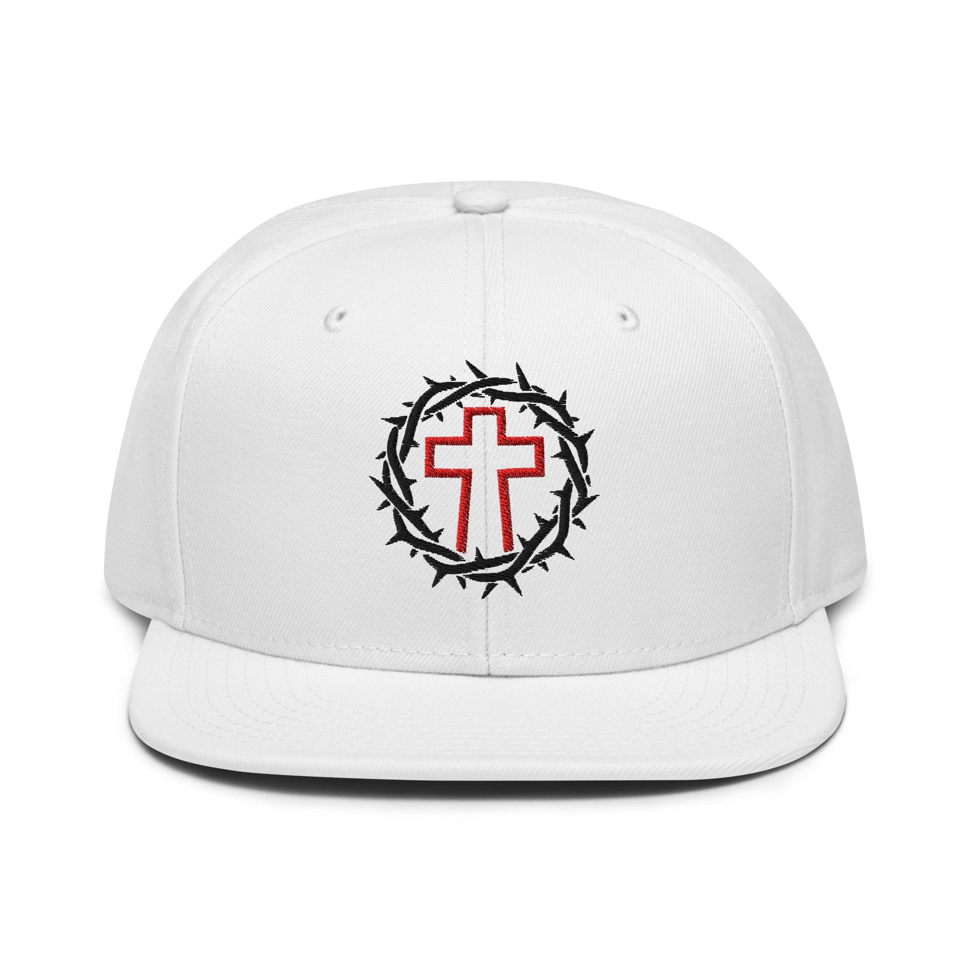 Brutalist Crowned Cross, Flat Embroidered Christian Snapback - Inken Image