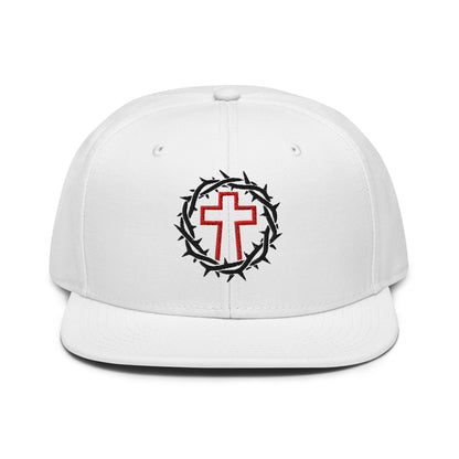 Brutalist Crowned Cross, Flat Embroidered Christian Snapback - Inken Image