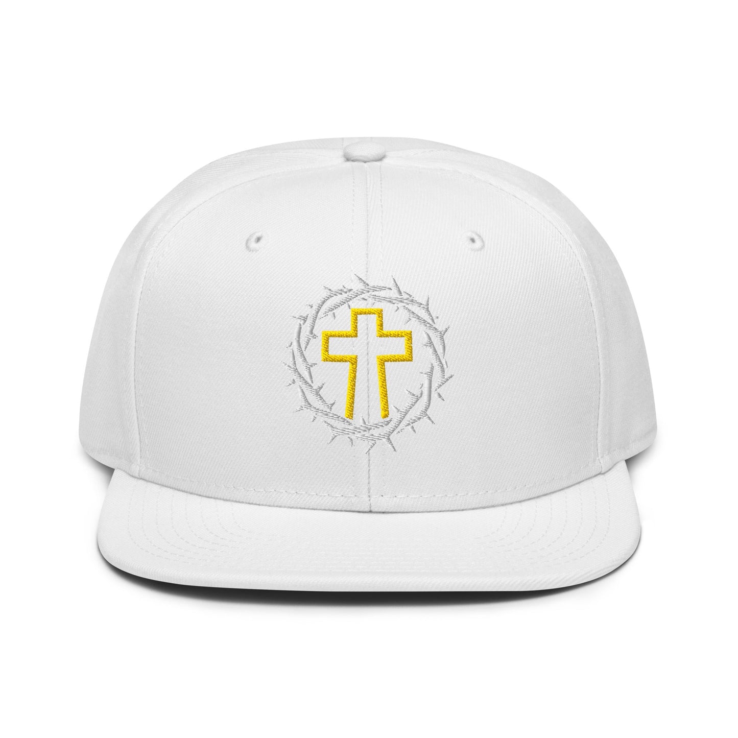 Brutalist Crowned Cross, Flat Embroidered Christian Snapback - Inken Image