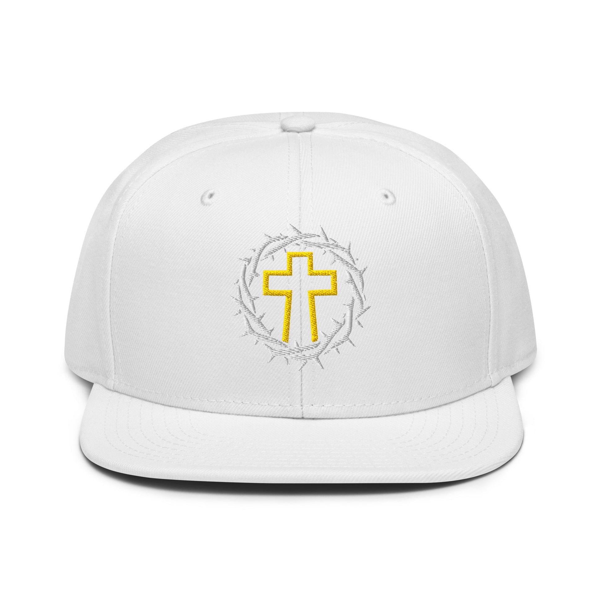 Brutalist Crowned Cross, Flat Embroidered Christian Snapback - Inken Image