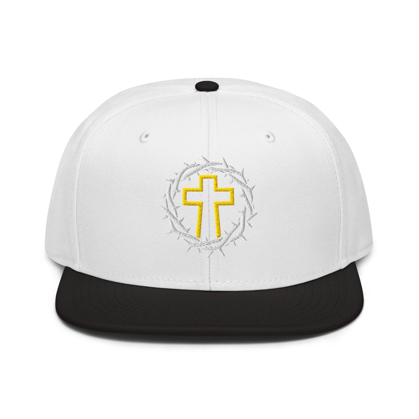 Brutalist Crowned Cross, Flat Embroidered Christian Snapback - Inken Image