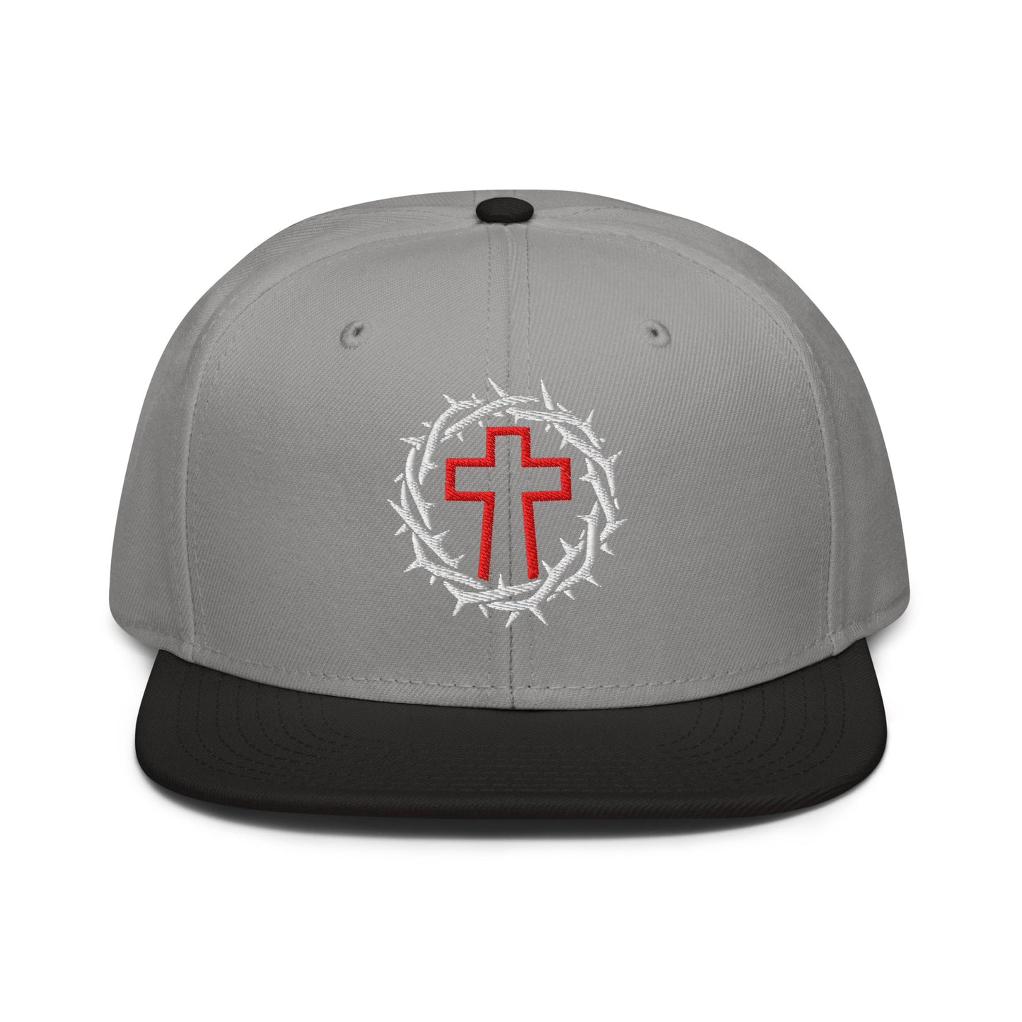 Brutalist Crowned Cross, Flat Embroidered Christian Snapback - Inken Image