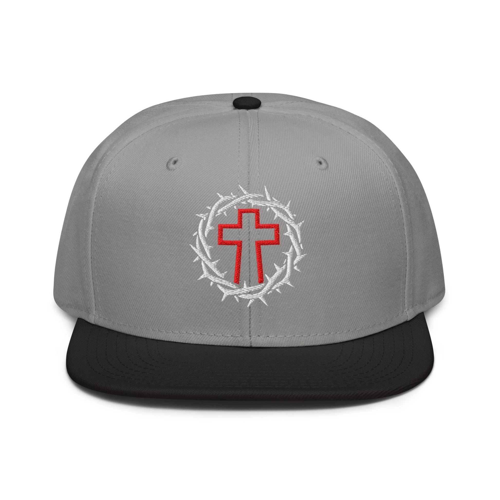Brutalist Crowned Cross, Flat Embroidered Christian Snapback - Inken Image