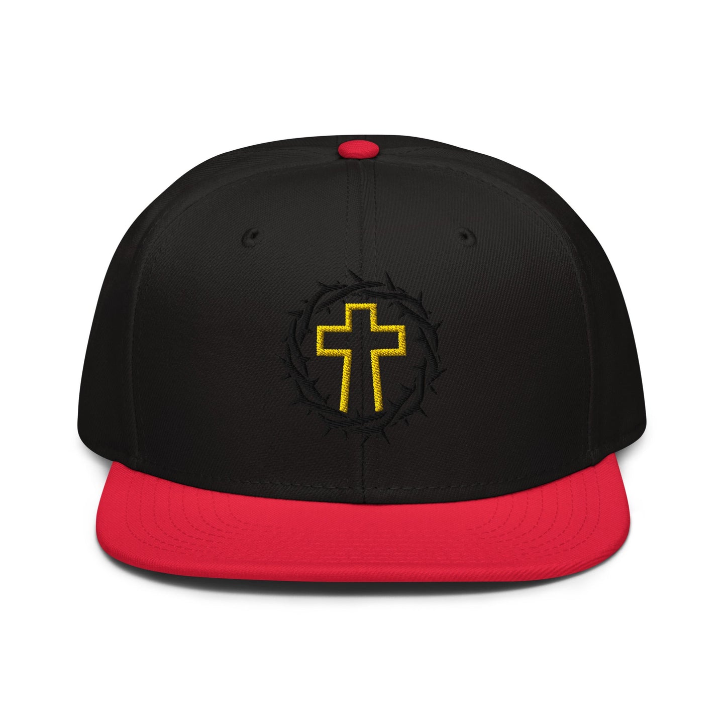 Brutalist Crowned Cross, Flat Embroidered Christian Snapback - Inken Image
