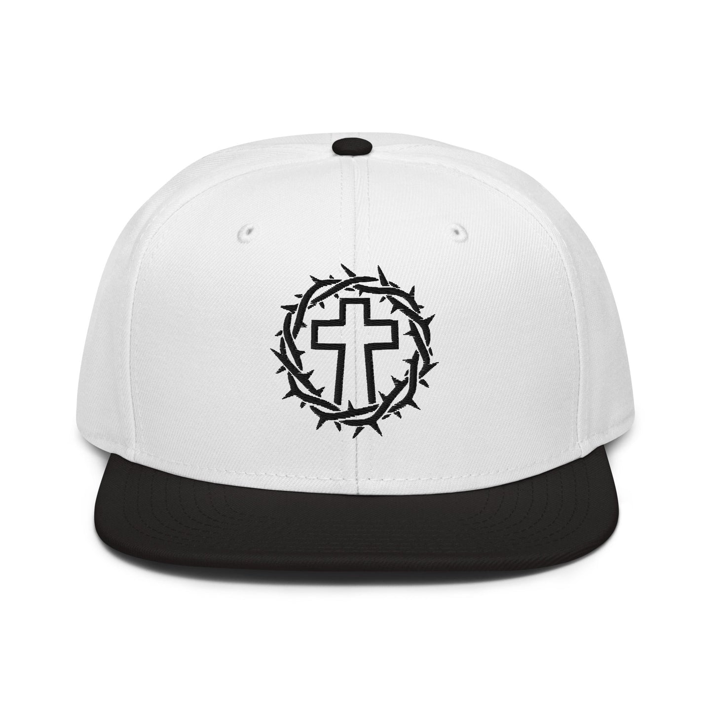 Brutalist Crowned Cross, Flat Embroidered Christian Snapback - Inken Image