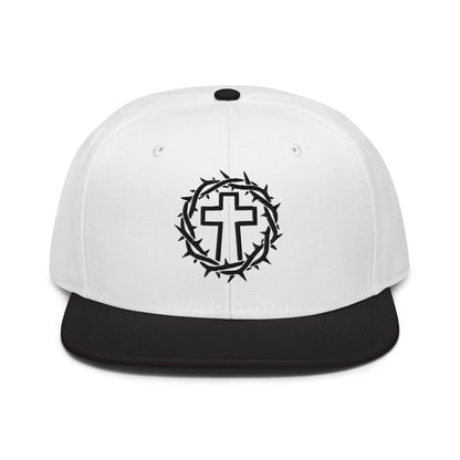 Brutalist Crowned Cross, Flat Embroidered Christian Snapback - Inken Image