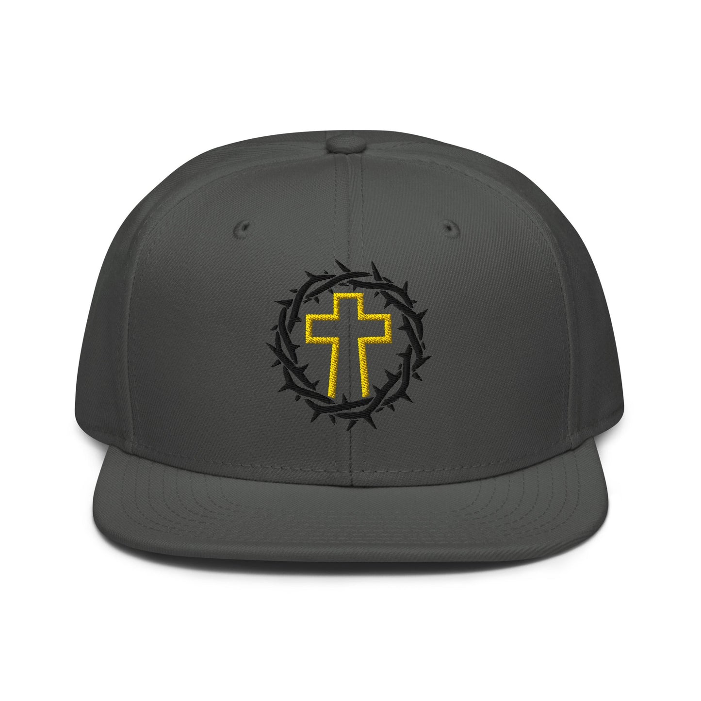 Brutalist Crowned Cross, Flat Embroidered Christian Snapback - Inken Image