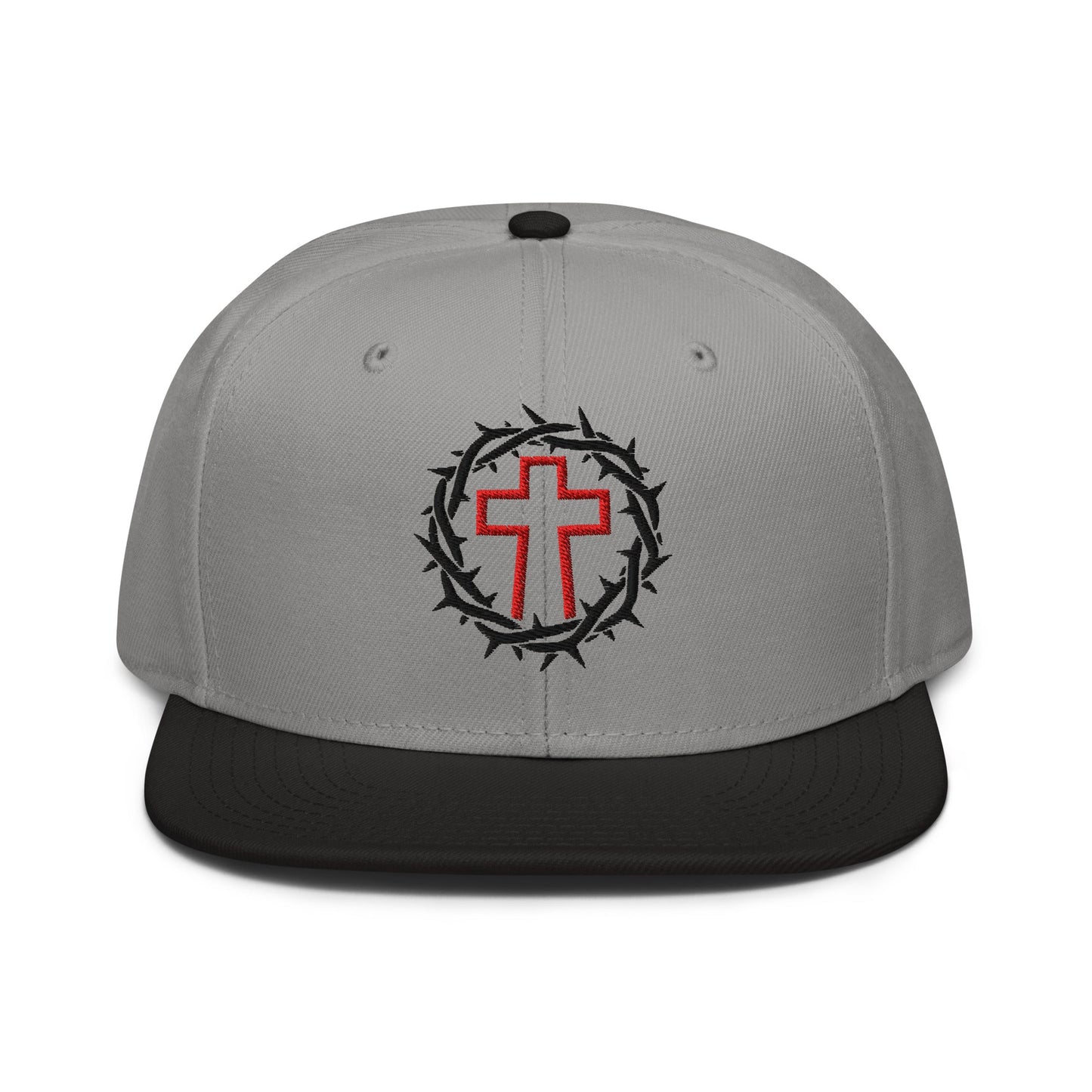 Brutalist Crowned Cross, Flat Embroidered Christian Snapback - Inken Image
