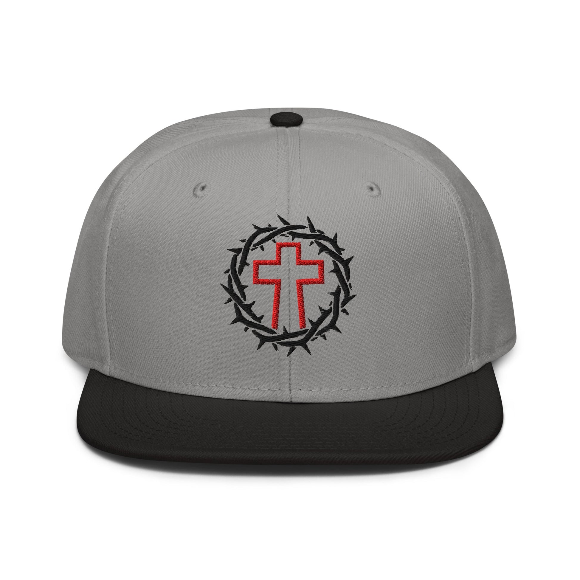 Brutalist Crowned Cross, Flat Embroidered Christian Snapback - Inken Image