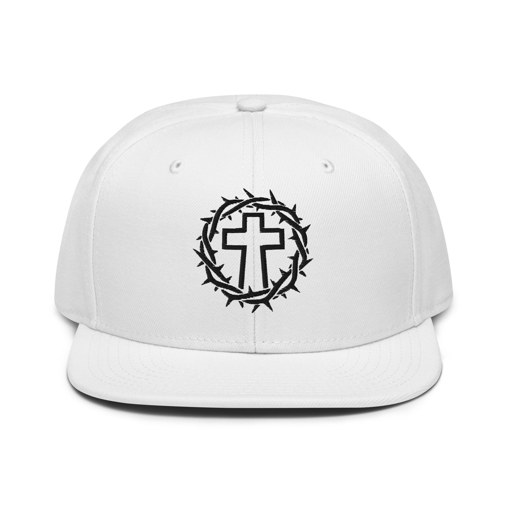 Brutalist Crowned Cross, Flat Embroidered Christian Snapback - Inken Image