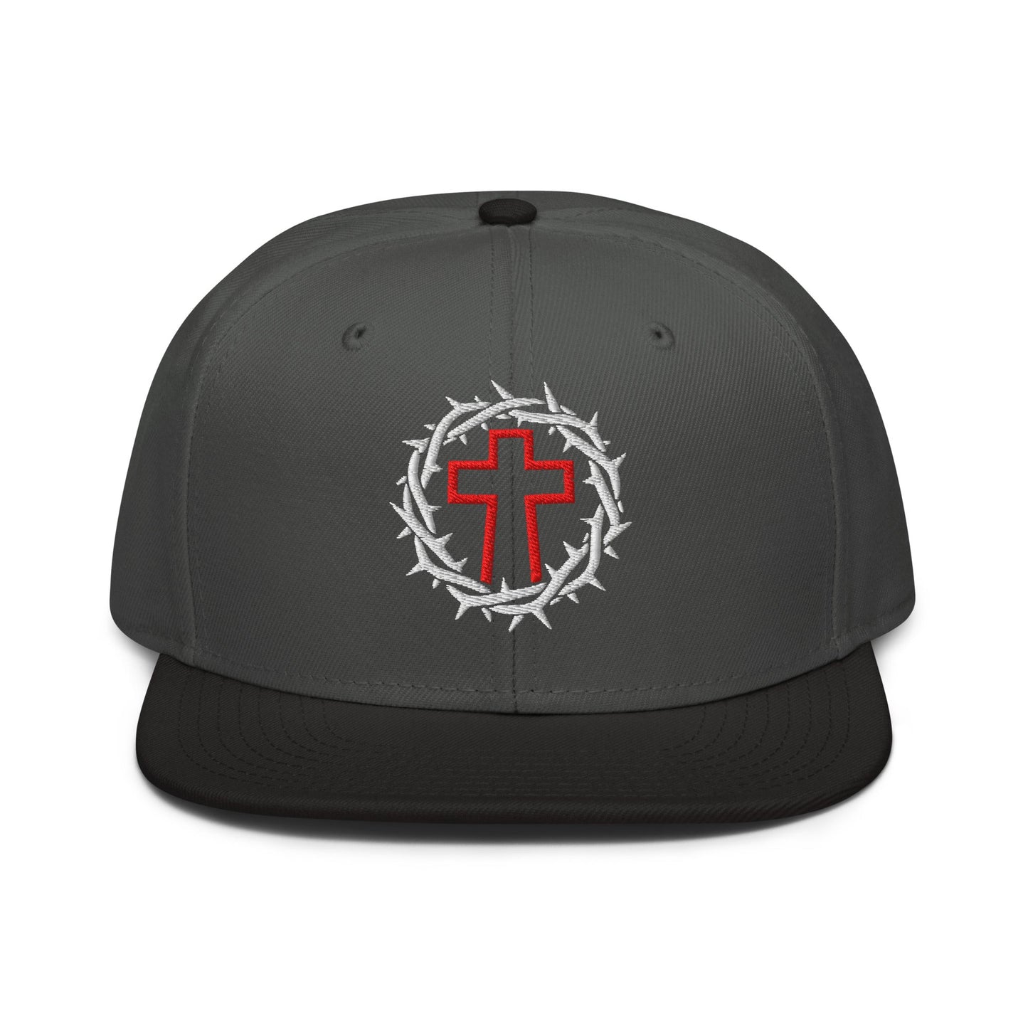 Brutalist Crowned Cross, Flat Embroidered Christian Snapback - Inken Image