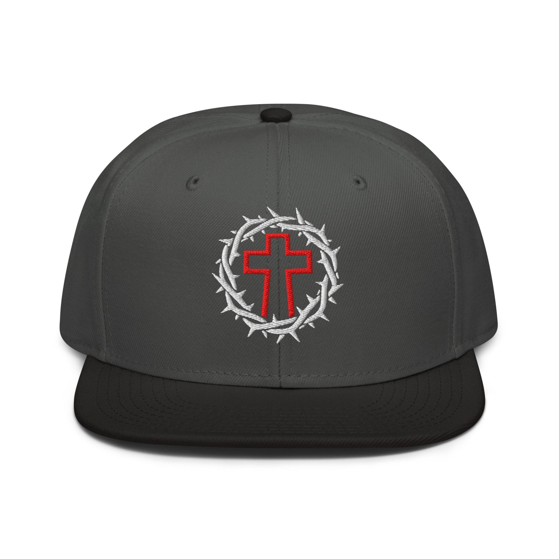 Brutalist Crowned Cross, Flat Embroidered Christian Snapback - Inken Image