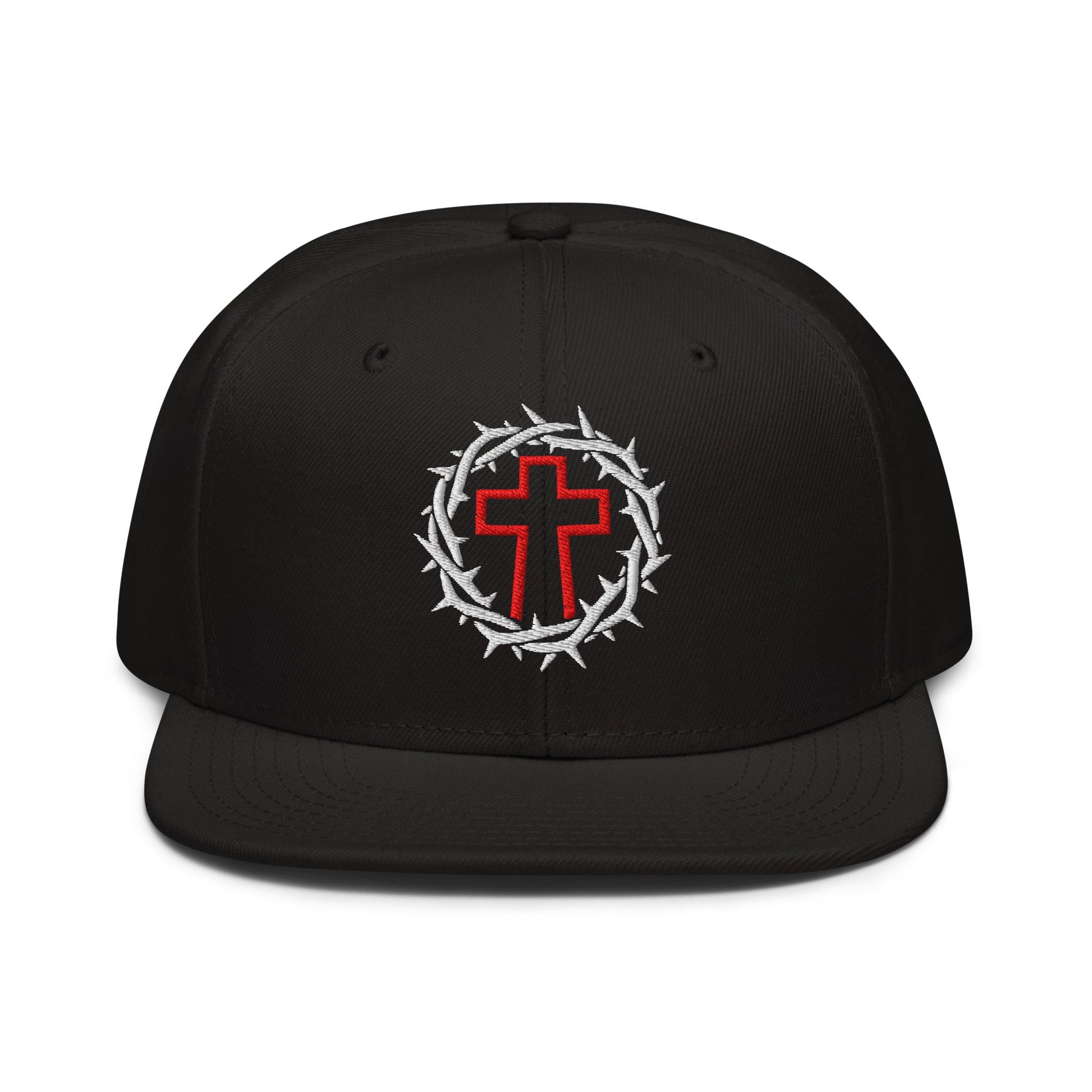 Brutalist Crowned Cross, Flat Embroidered Christian Snapback - Inken Image