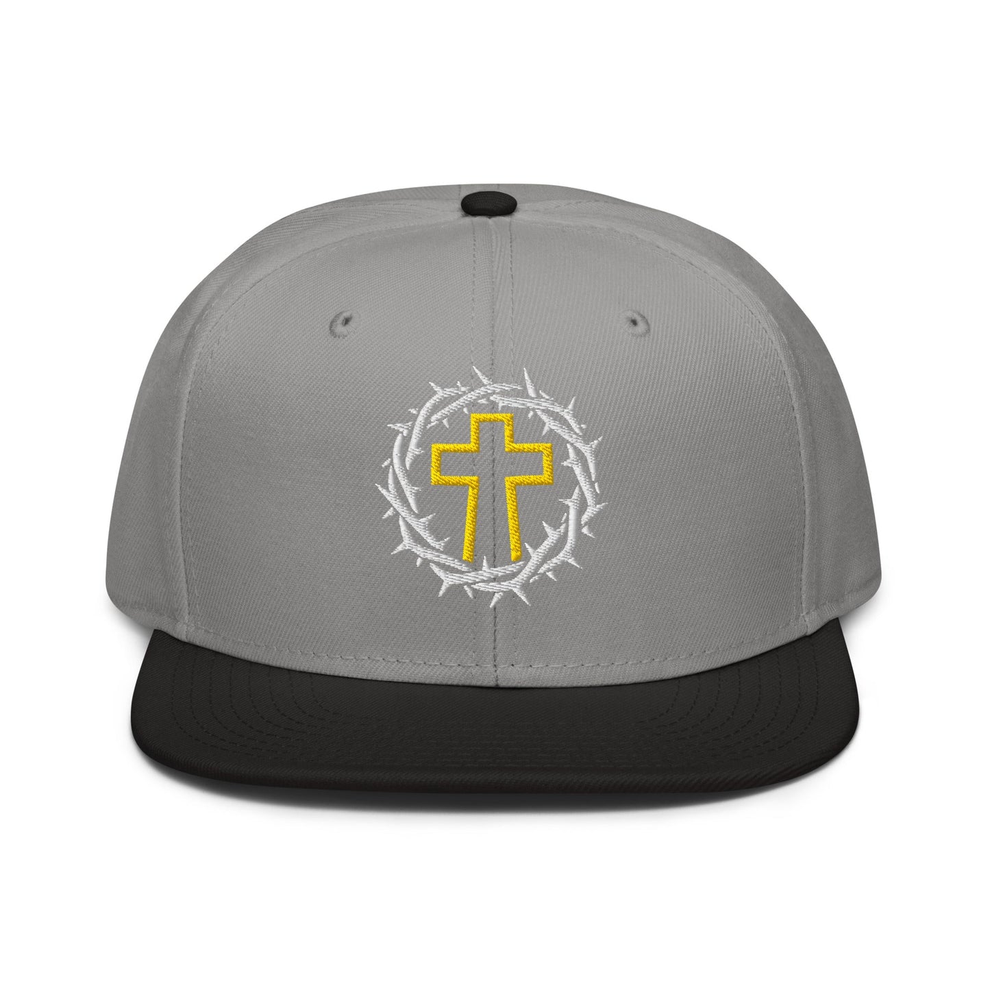 Brutalist Crowned Cross, Flat Embroidered Christian Snapback - Inken Image