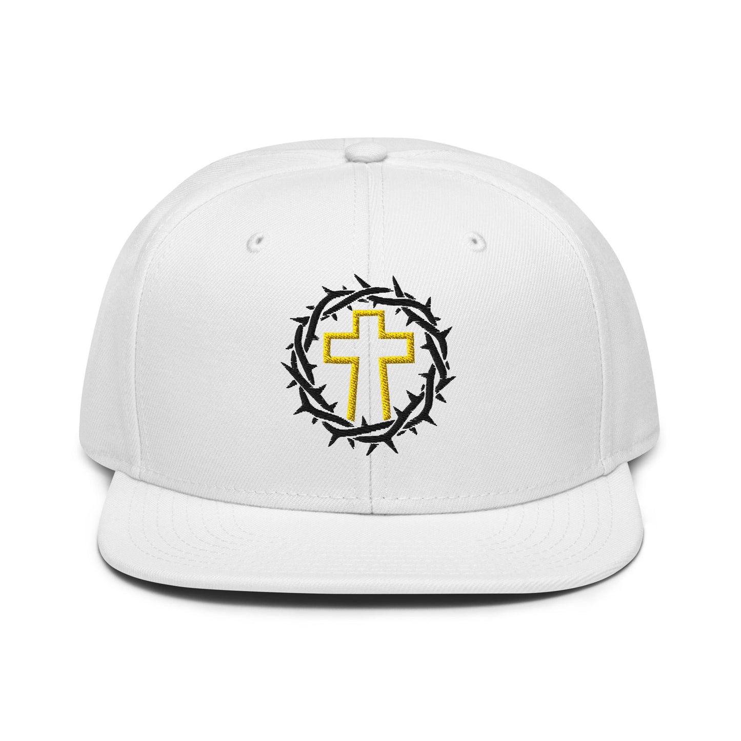 Brutalist Crowned Cross, Flat Embroidered Christian Snapback - Inken Image