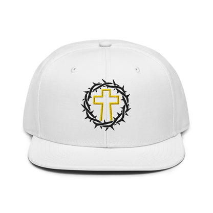 Brutalist Crowned Cross, Flat Embroidered Christian Snapback - Inken Image