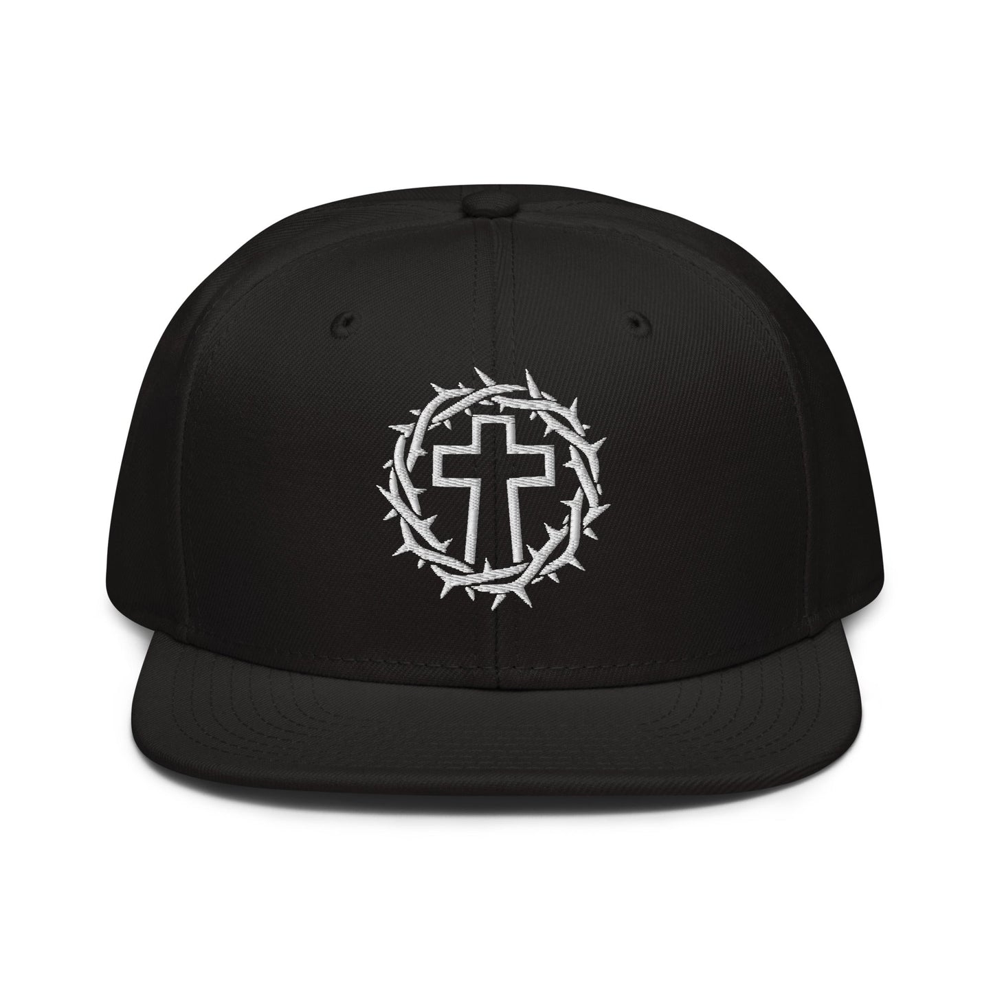 Brutalist Crowned Cross, Flat Embroidered Christian Snapback - Inken Image