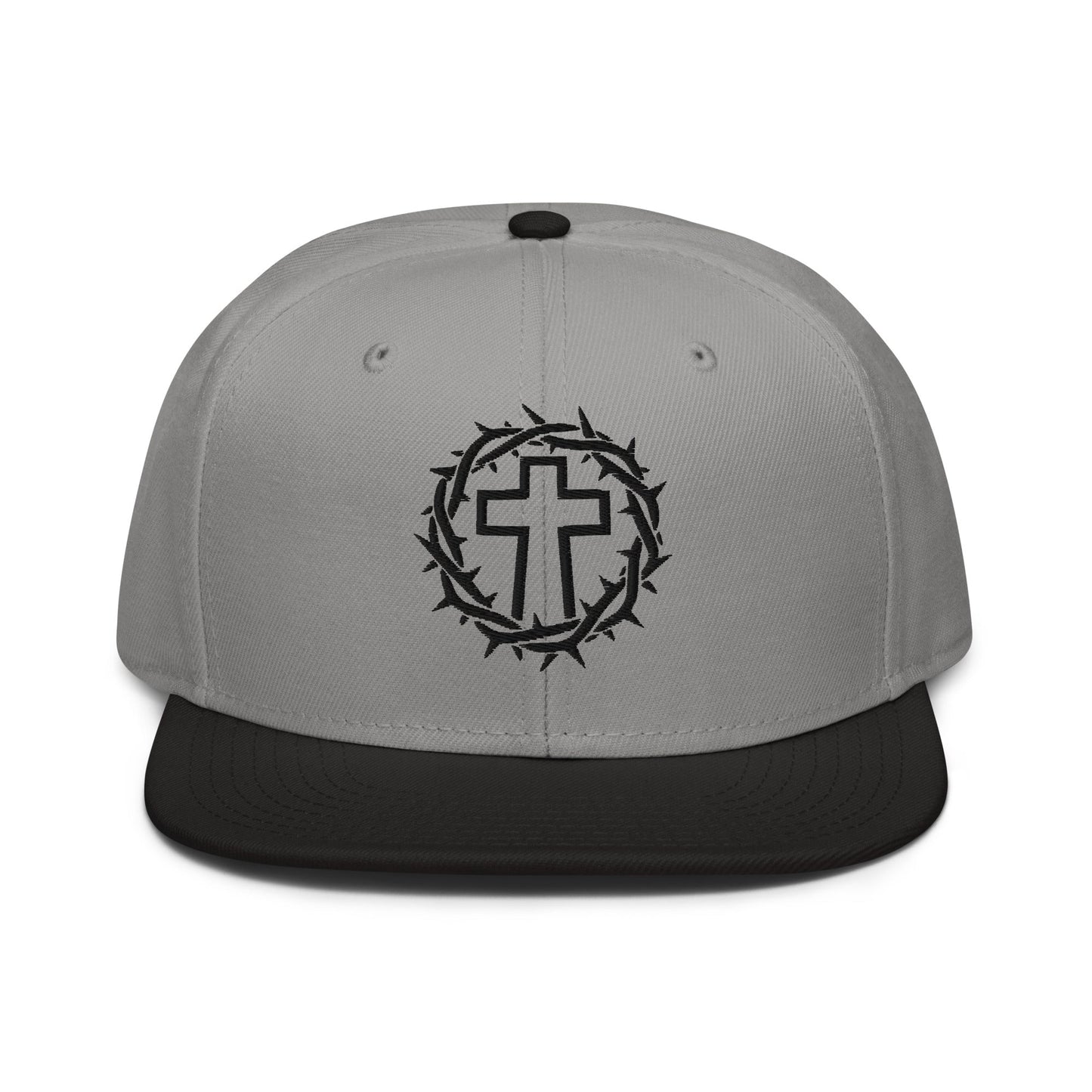 Brutalist Crowned Cross, Flat Embroidered Christian Snapback - Inken Image