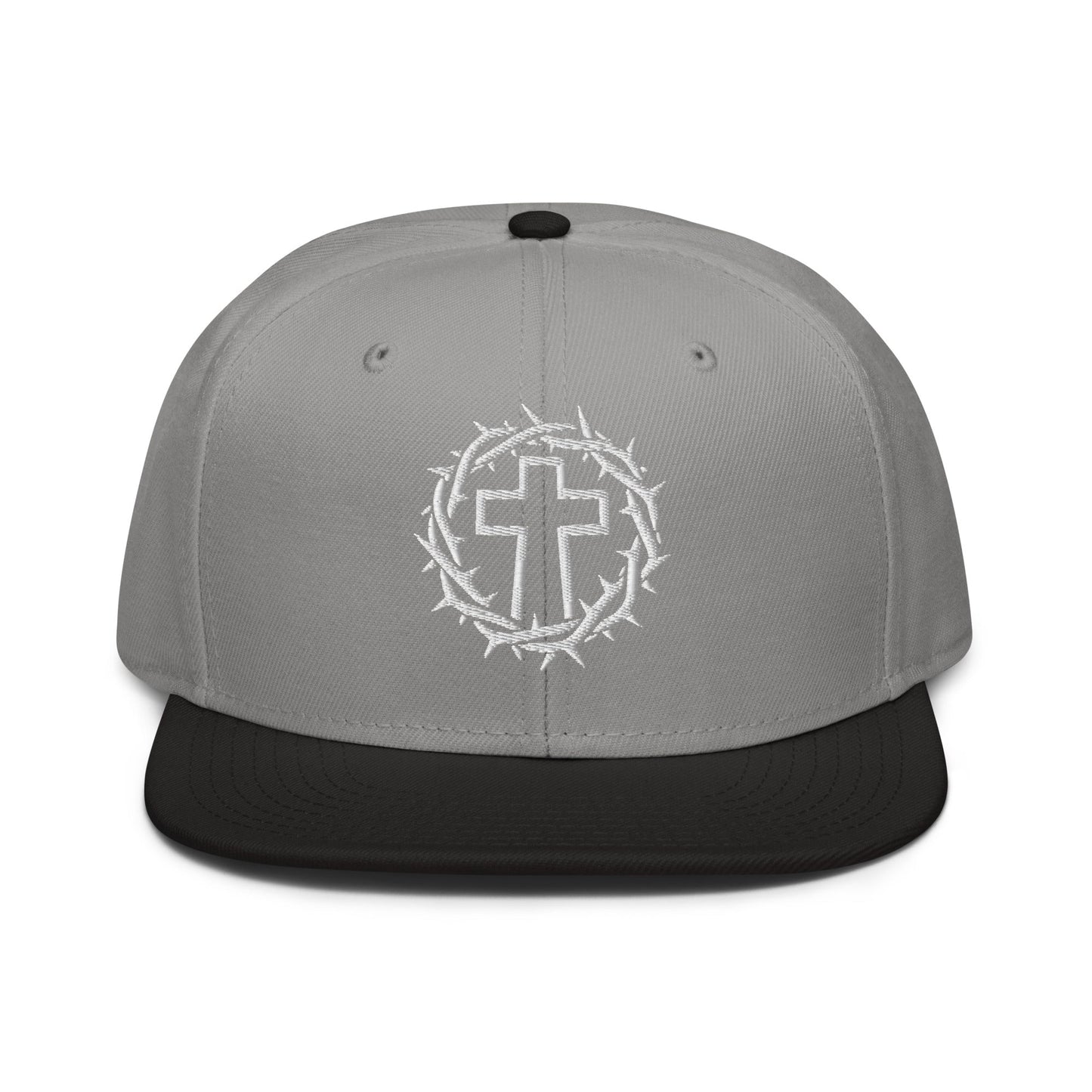Brutalist Crowned Cross, Flat Embroidered Christian Snapback - Inken Image
