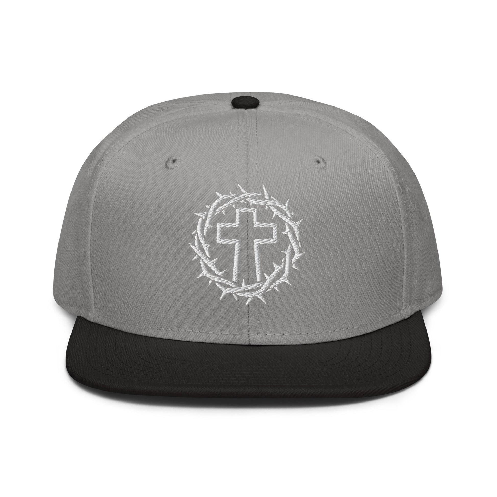 Brutalist Crowned Cross, Flat Embroidered Christian Snapback - Inken Image