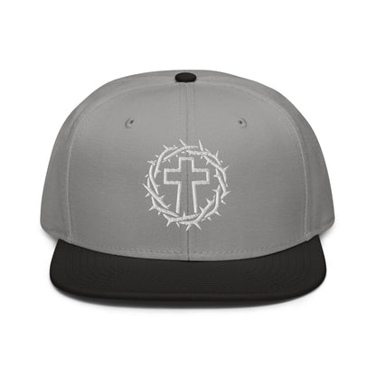 Brutalist Crowned Cross, Flat Embroidered Christian Snapback - Inken Image