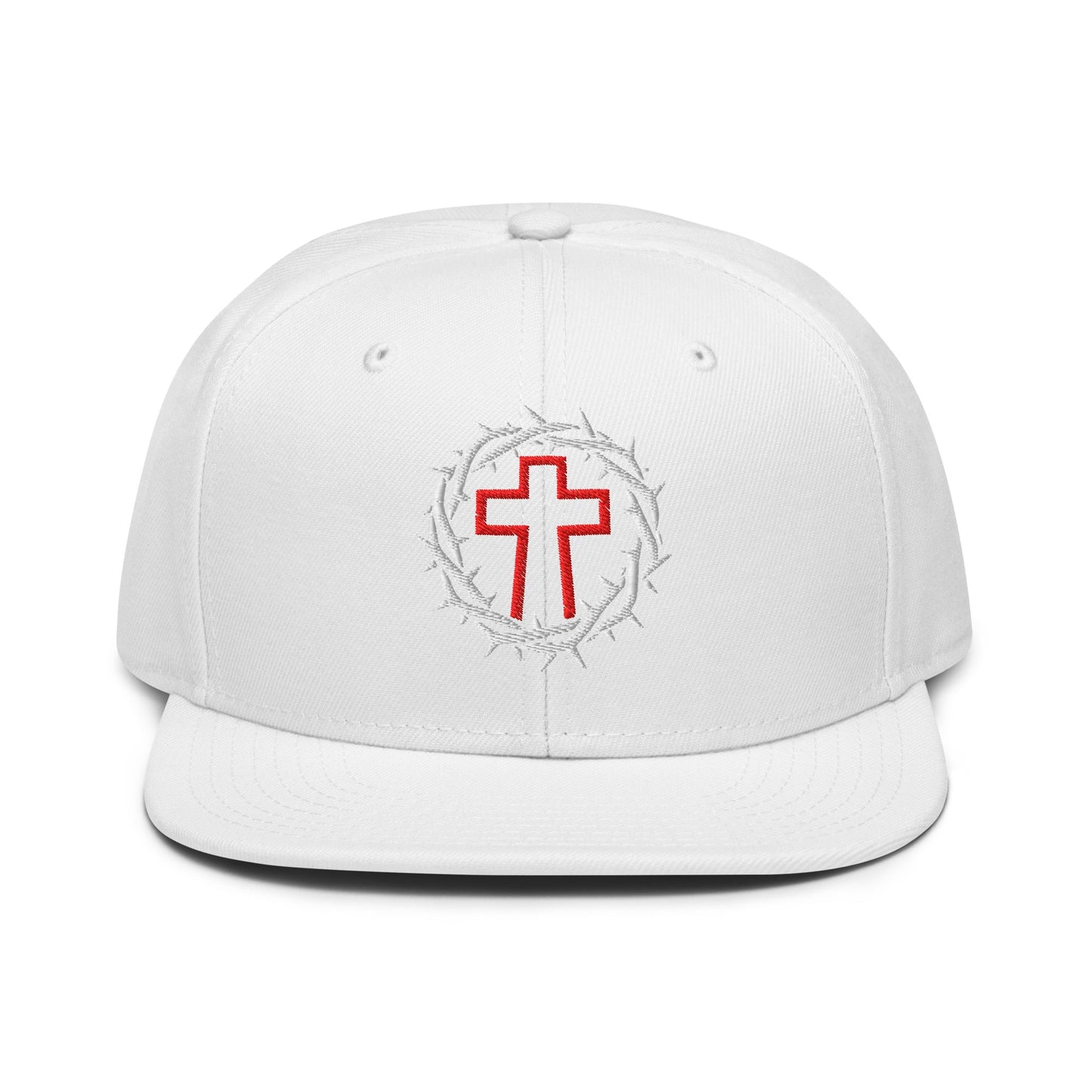 Brutalist Crowned Cross, Flat Embroidered Christian Snapback - Inken Image