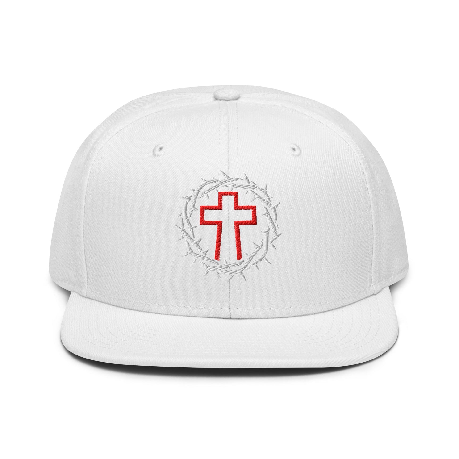 Brutalist Crowned Cross, Flat Embroidered Christian Snapback - Inken Image