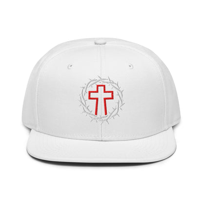 Brutalist Crowned Cross, Flat Embroidered Christian Snapback - Inken Image