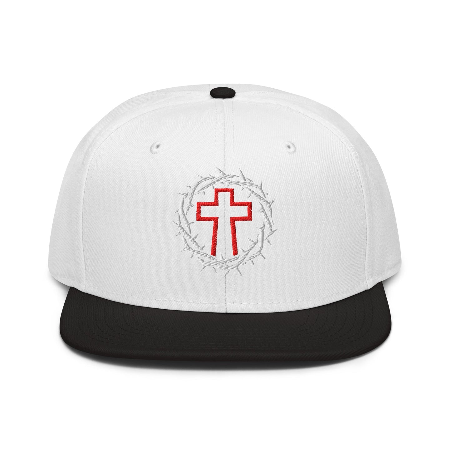 Brutalist Crowned Cross, Flat Embroidered Christian Snapback - Inken Image