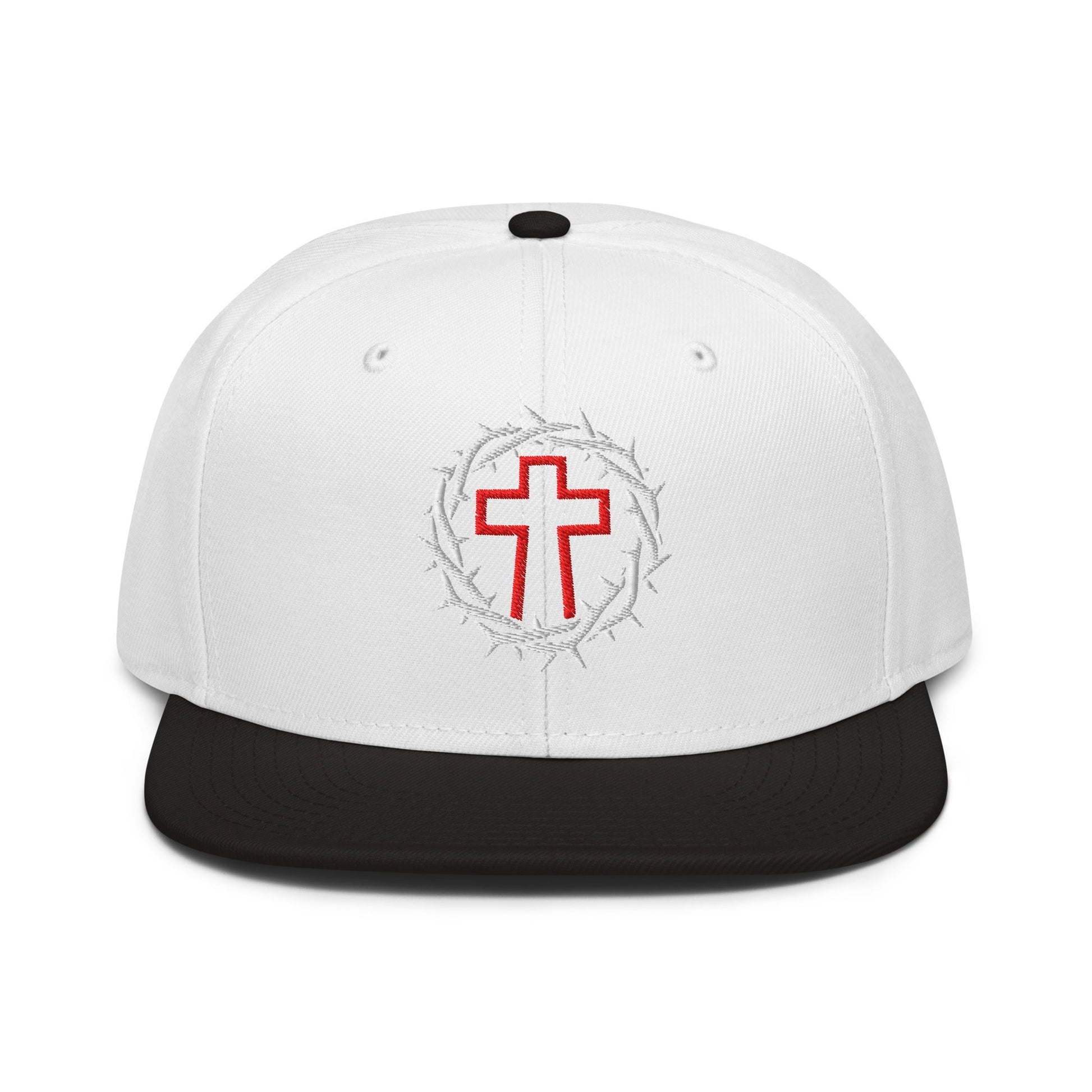 Brutalist Crowned Cross, Flat Embroidered Christian Snapback - Inken Image