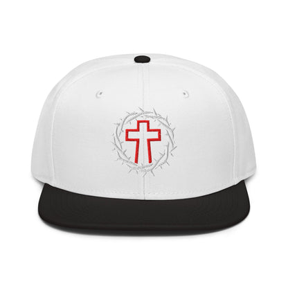 Brutalist Crowned Cross, Flat Embroidered Christian Snapback - Inken Image