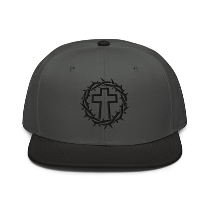 Brutalist Crowned Cross, Flat Embroidered Christian Snapback - Inken Image