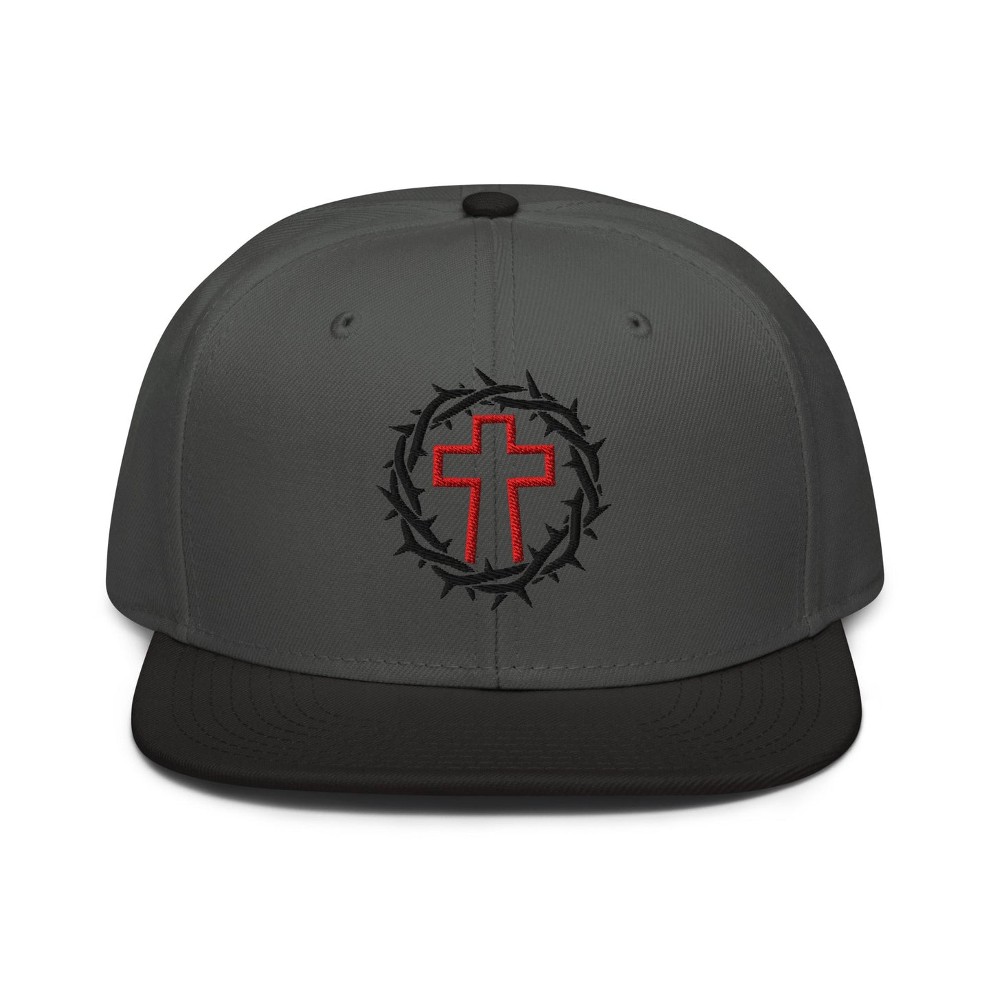 Brutalist Crowned Cross, Flat Embroidered Christian Snapback - Inken Image