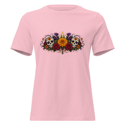 Calavera Bouquet Dia De Los Muertos Tee Gothic Sugar Skull Shirt - Inken Image