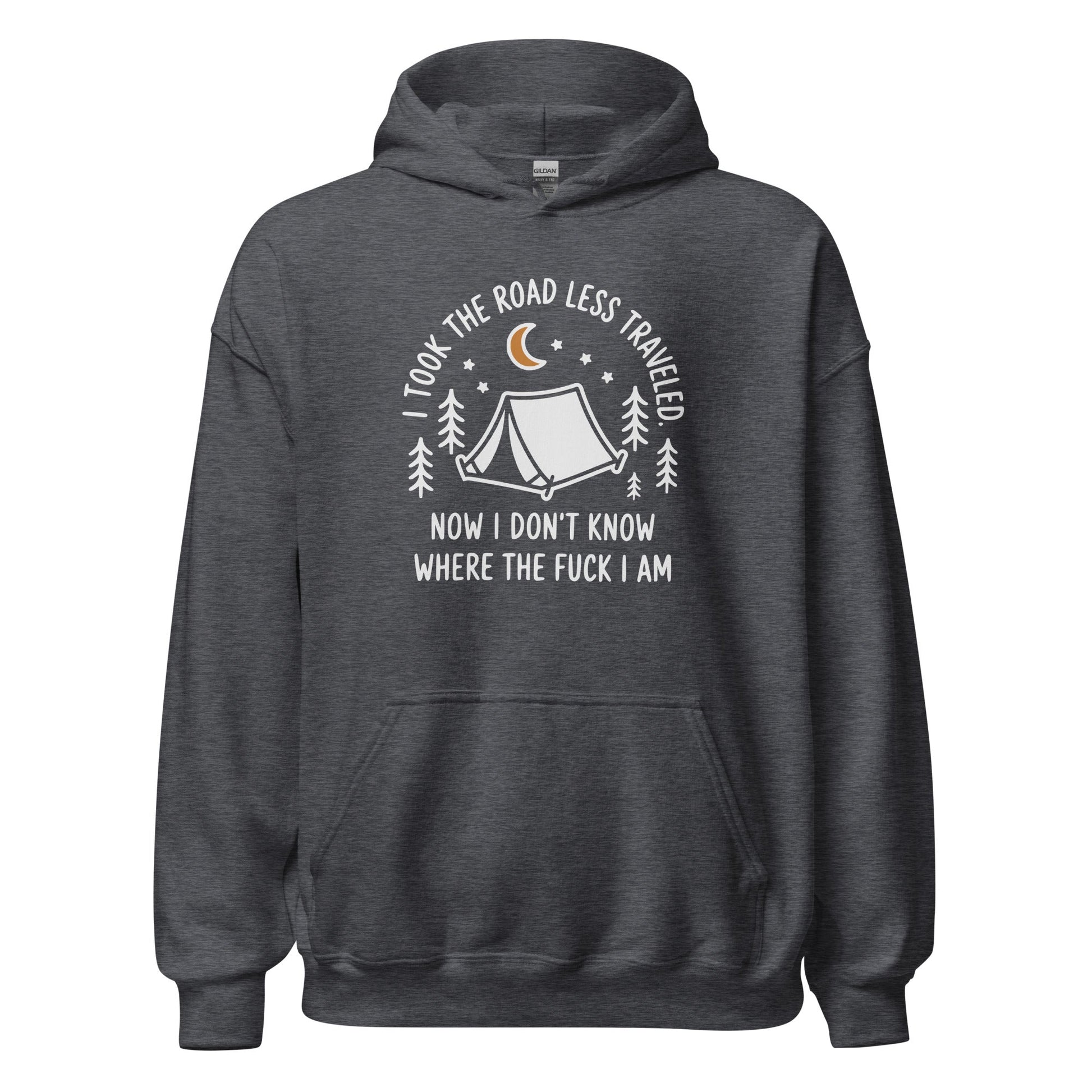 Camping Hoodie Road Less Traveled Hoodie Outdoor Hiking Sweatshirt - Inken Image