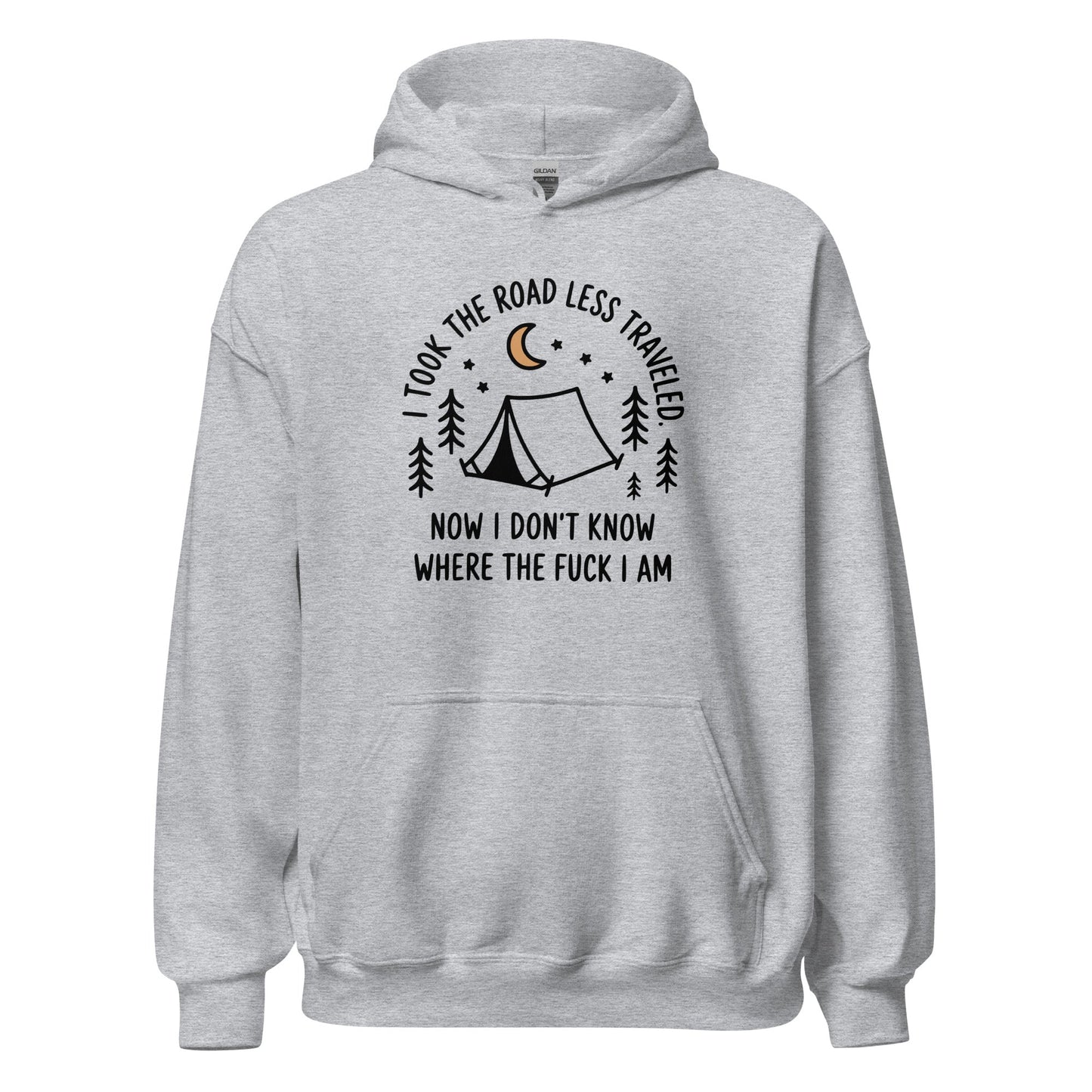 Camping Hoodie Road Less Traveled Hoodie Outdoor Hiking Sweatshirt - Inken Image