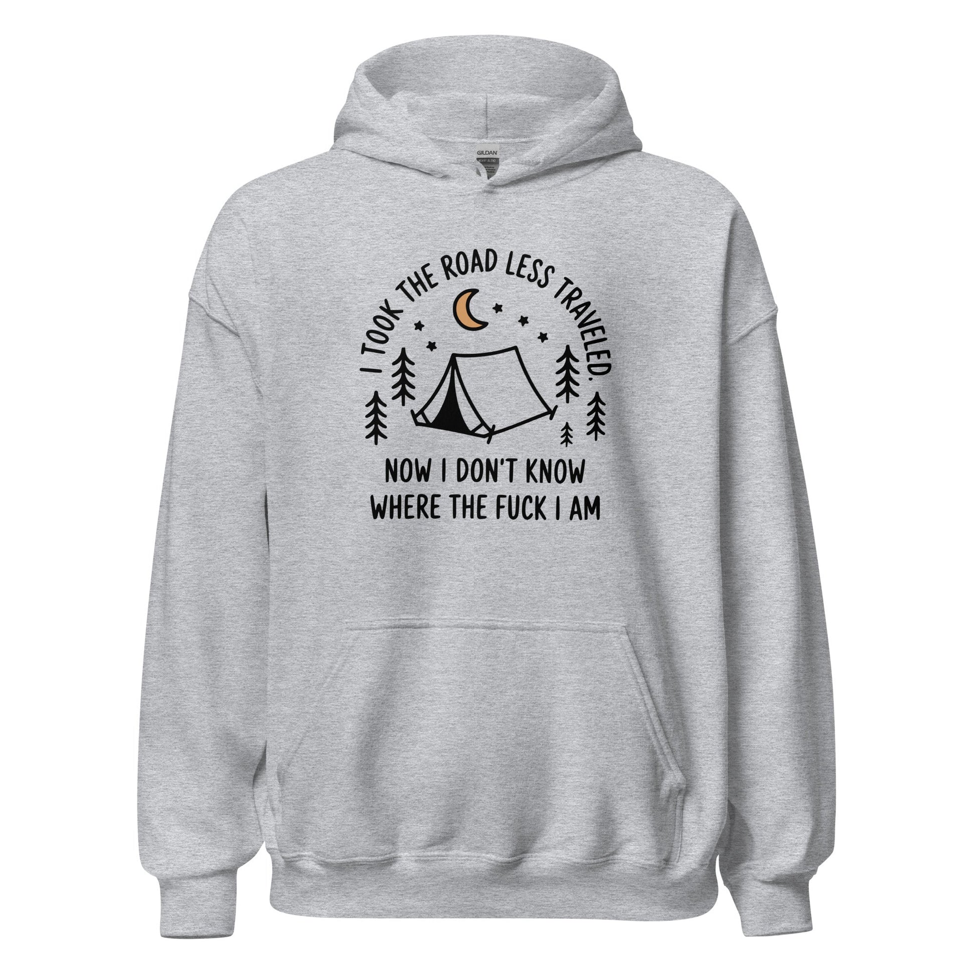Camping Hoodie Road Less Traveled Hoodie Outdoor Hiking Sweatshirt - Inken Image