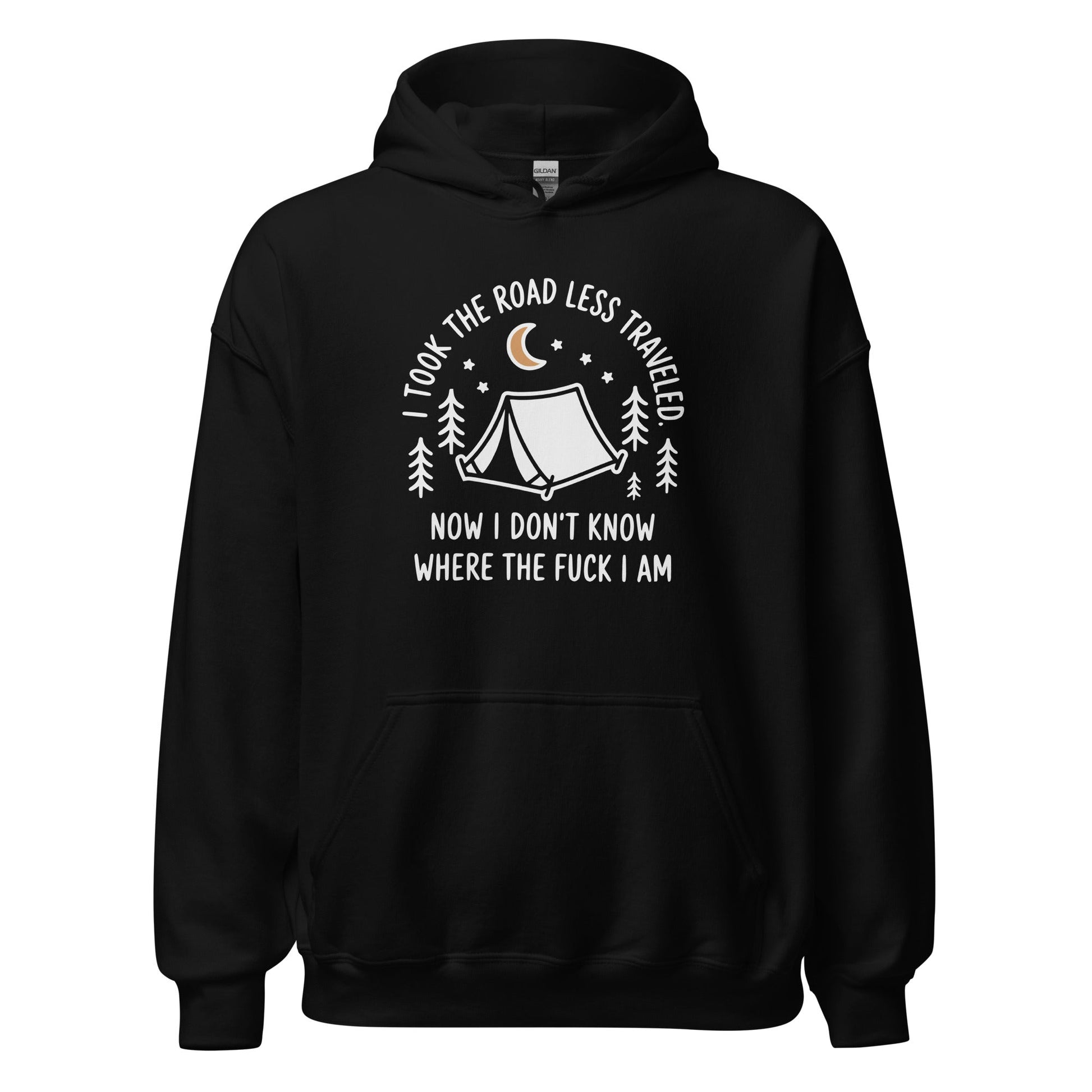 Camping Hoodie Road Less Traveled Hoodie Outdoor Hiking Sweatshirt - Inken Image