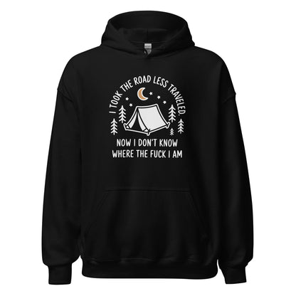 Camping Hoodie Road Less Traveled Hoodie Outdoor Hiking Sweatshirt - Inken Image