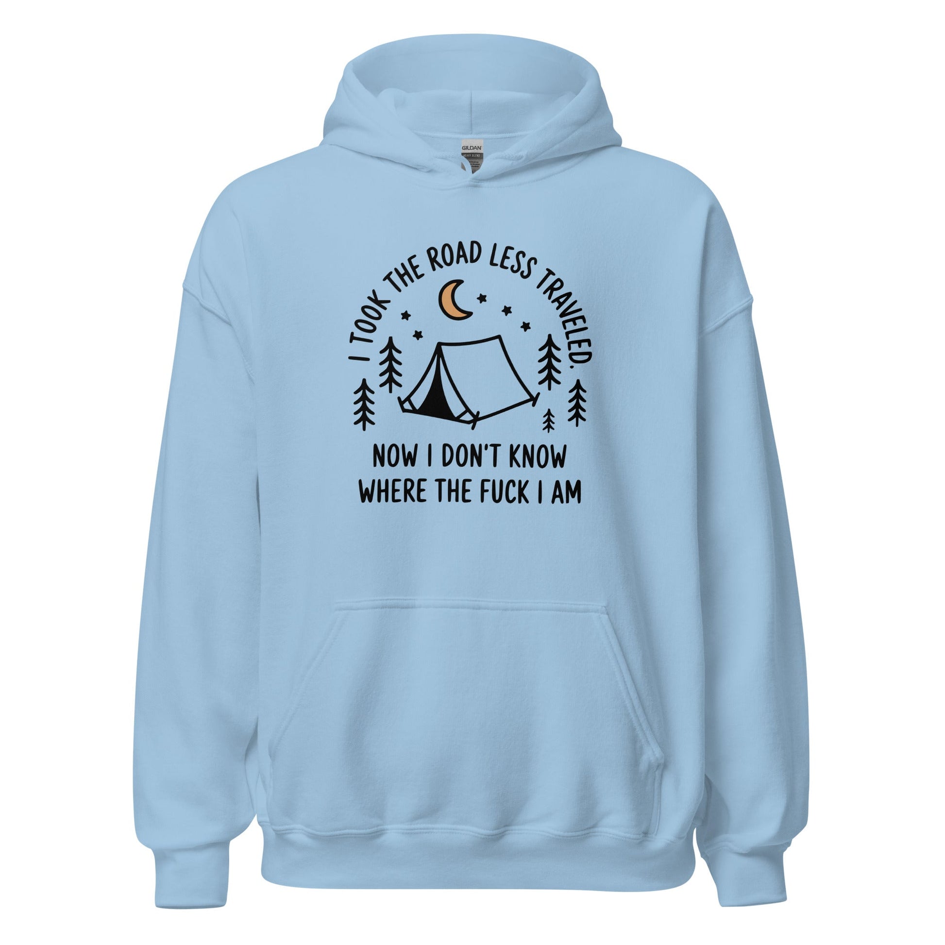 Camping Hoodie Road Less Traveled Hoodie Outdoor Hiking Sweatshirt - Inken Image