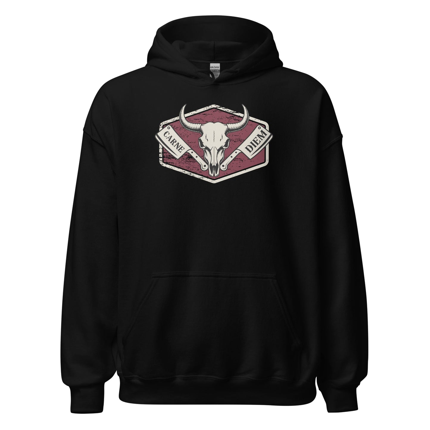 Carne Diem Bull Skull Meat Eater Emblem Hoodie - Inken Image