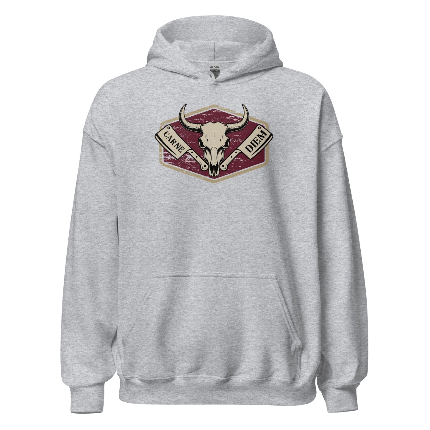 Carne Diem Bull Skull Meat Eater Emblem Hoodie - Inken Image
