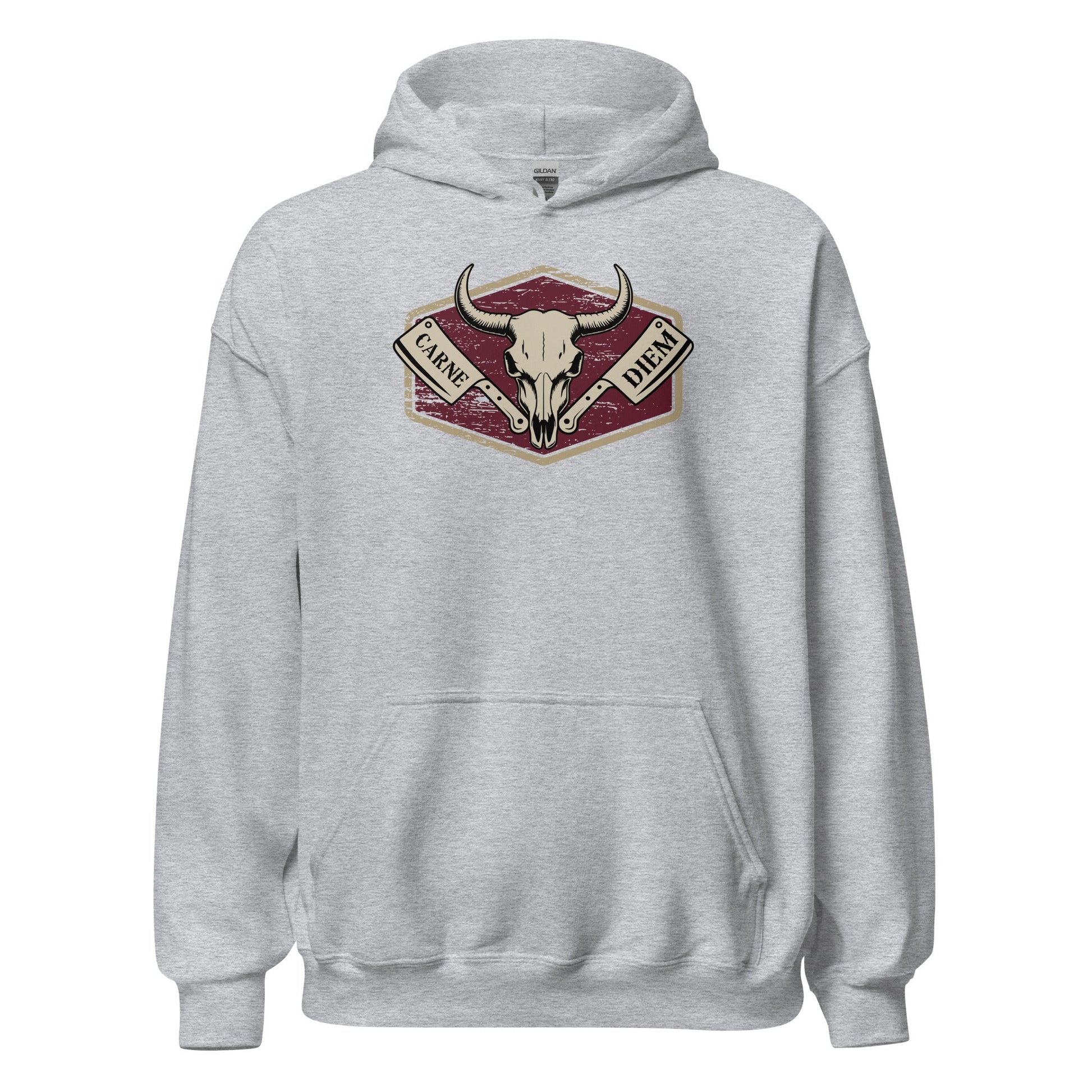 Carne Diem Bull Skull Meat Eater Emblem Hoodie - Inken Image