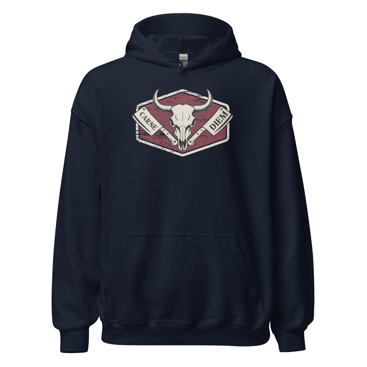 Carne Diem Bull Skull Meat Eater Emblem Hoodie - Inken Image