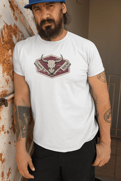 Carne Diem Bull Skull Meat Eater Emblem T-Shirt - Inken Image