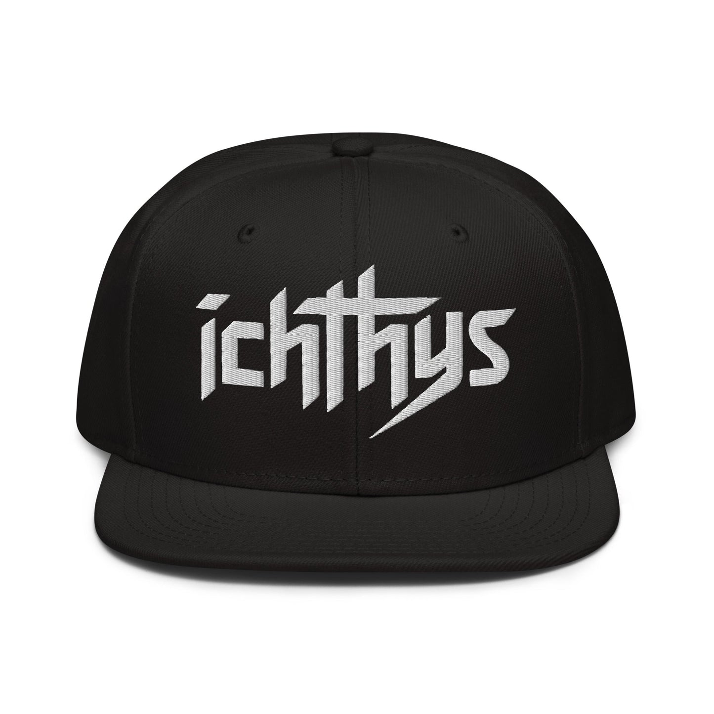 Christian Ichthys Snapback Hat 3D Puff Embroidered Flat Brim Hat - Inken Image