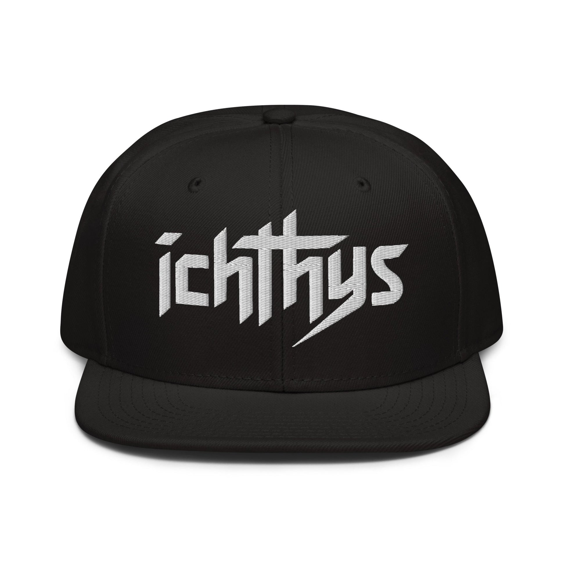Christian Ichthys Snapback Hat 3D Puff Embroidered Flat Brim Hat - Inken Image