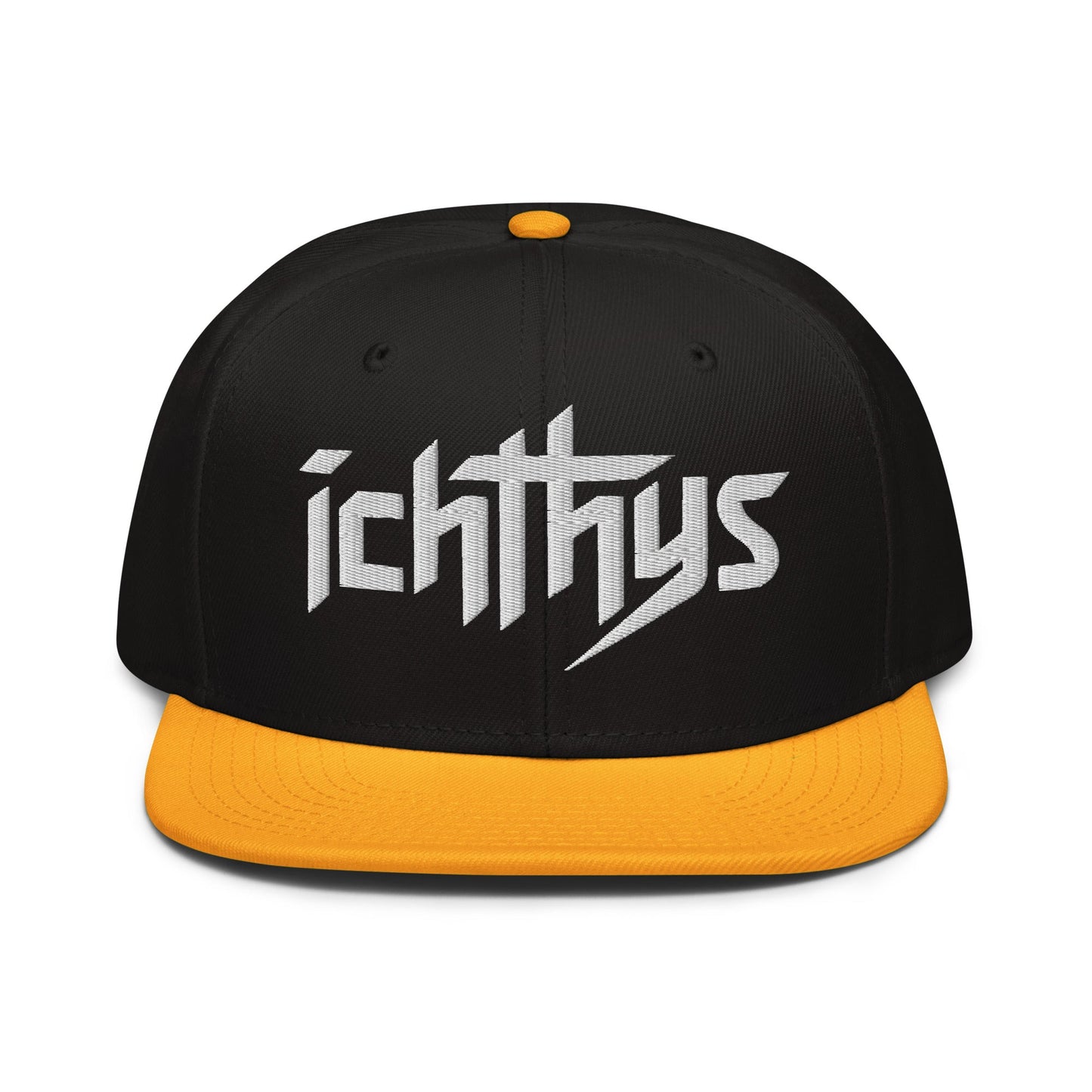 Christian Ichthys Snapback Hat 3D Puff Embroidered Flat Brim Hat - Inken Image